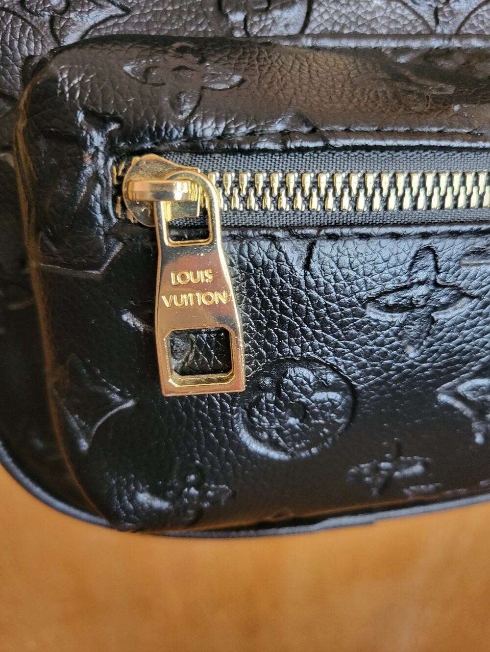 Designer Inspired Black Embossed Mini Backpack with Gold Hardware. - Picture 16 of 16